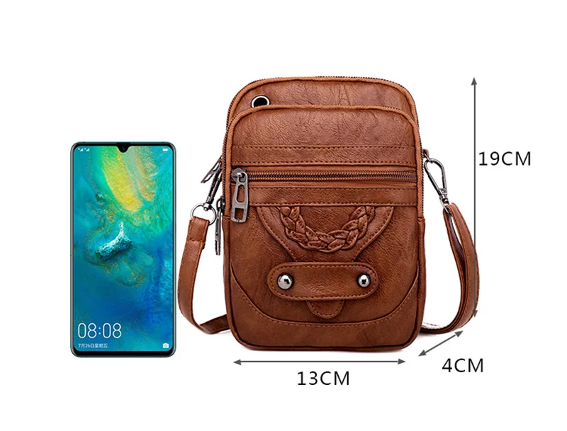 Vintage Pu Leder Umhängetaschen für Frauen kleine Cross body Telefon Geldbörse Handtasche Tasche weibliche Brieftaschen Tasche – Detail 31