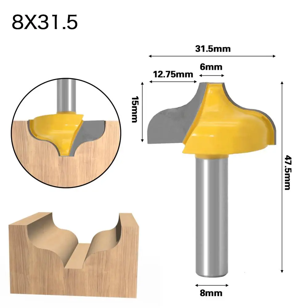 8mm  Shank SchaftOgee Slotting knife Nut Milling Cutter Carving Router Bits for Wood Tool Woodworking