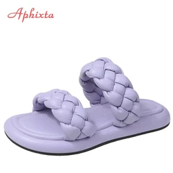 Aphixta New Purple Bread Cross Flip flop Women Platformform con pantofole estive Fashion Peep Toe Women Mules Slides