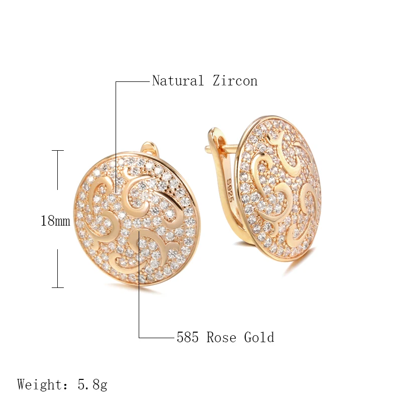 SYOUJYO Unique Design 585 Rose Gold Color Women's Earrings Big Crystal Flowers Natural Zircon Micro Wax Piercing Fine Jewelry view 6