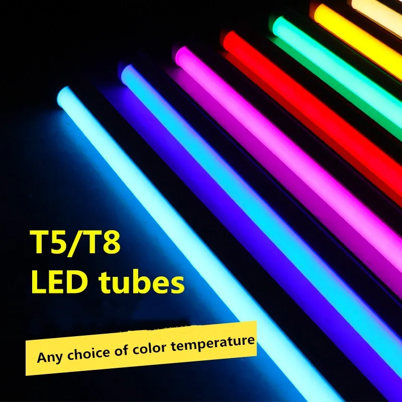 2835SMD T5/T8 Integrated Led Color Tube 0.3m/0.6m Led Red,Green,Blue,Pink,Purple Tube For Fresh Food AC100-265V