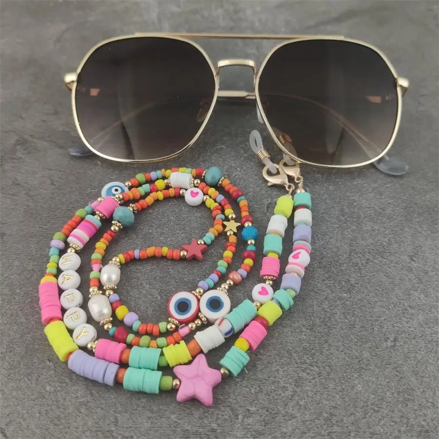 

Boho Colorful Beads Anti-lost Face Cover Lanyard Glasses Strap Necklace for Women Sunglasses Long Chain Necklace Mask Jewelry