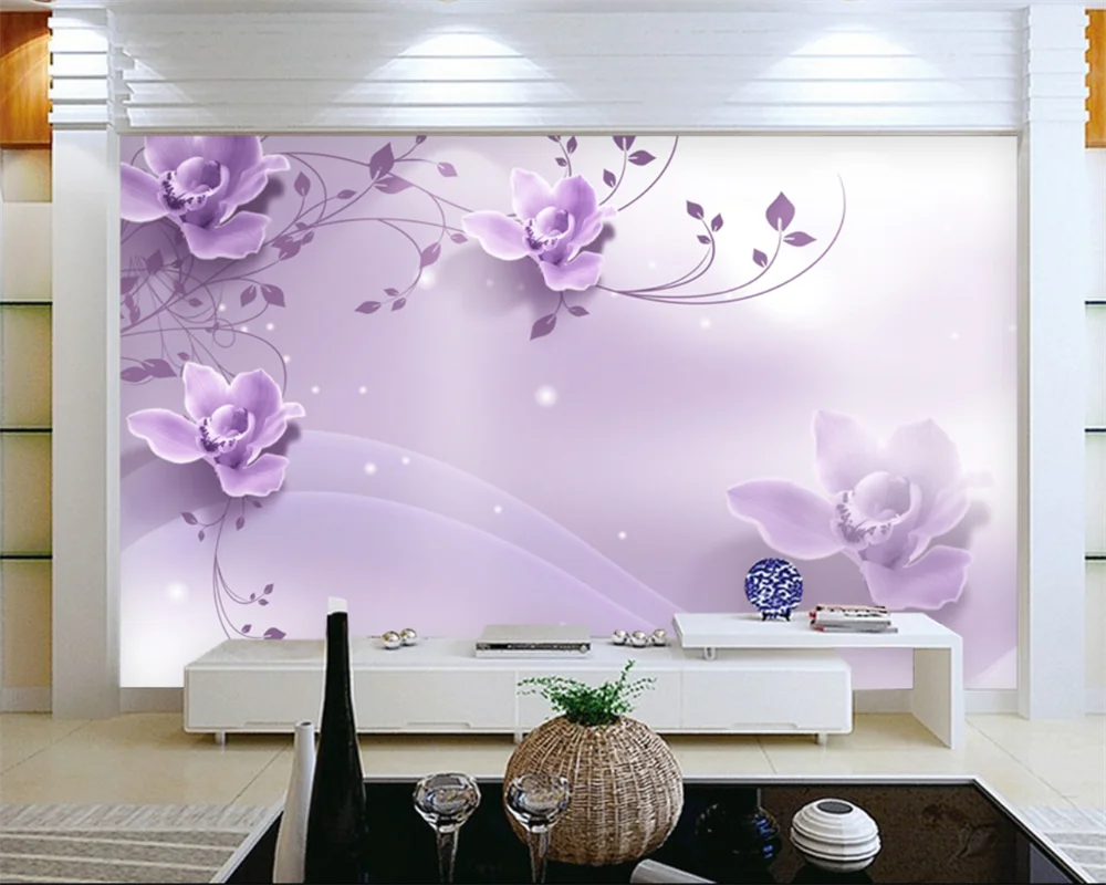 Benutzerdefinierte Tapete 3D Papel de Parede schöner Traum einfache Blume TV Hintergrund Wand Wohnzimmer Schlafzimmer Restaurant Dekoration