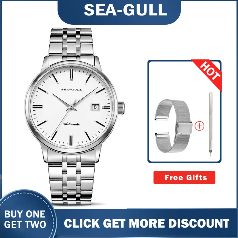 men watch Seagull watches 816.362 Exhibition Back Automatic Men's Dress Watch stainless steel band