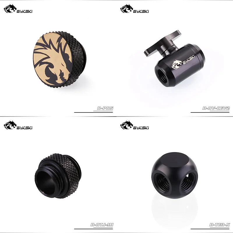 Bykski-Accesorios de refrigeración por agua para PC, enchufe combinado + Válvula de agua + Mini Kit de ajuste macho Doble