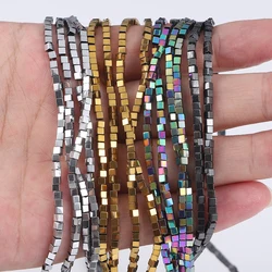 38cm 2x2mm Natural Hematite Square Beads Stone Beads Shamballa Beads For DIY Necklace Bracelet Trinkets Jewelry Making