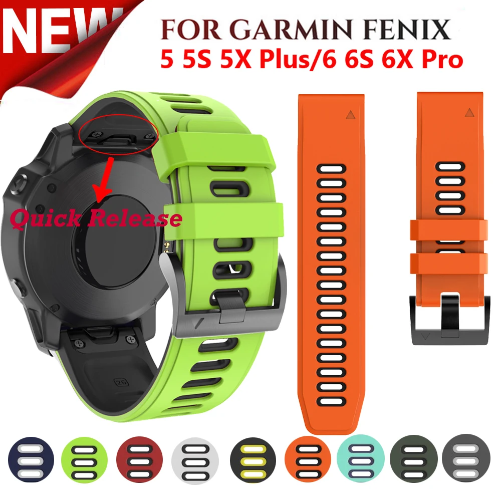 26 22 20mm smartband z zegarkiem pasek do zegarka Garmin Fenix 6 6S 6X Pro 5X 5 5S Plus 3HR D2 S60 Quick Release silikonowe Easyfit opaska na nadgarstek