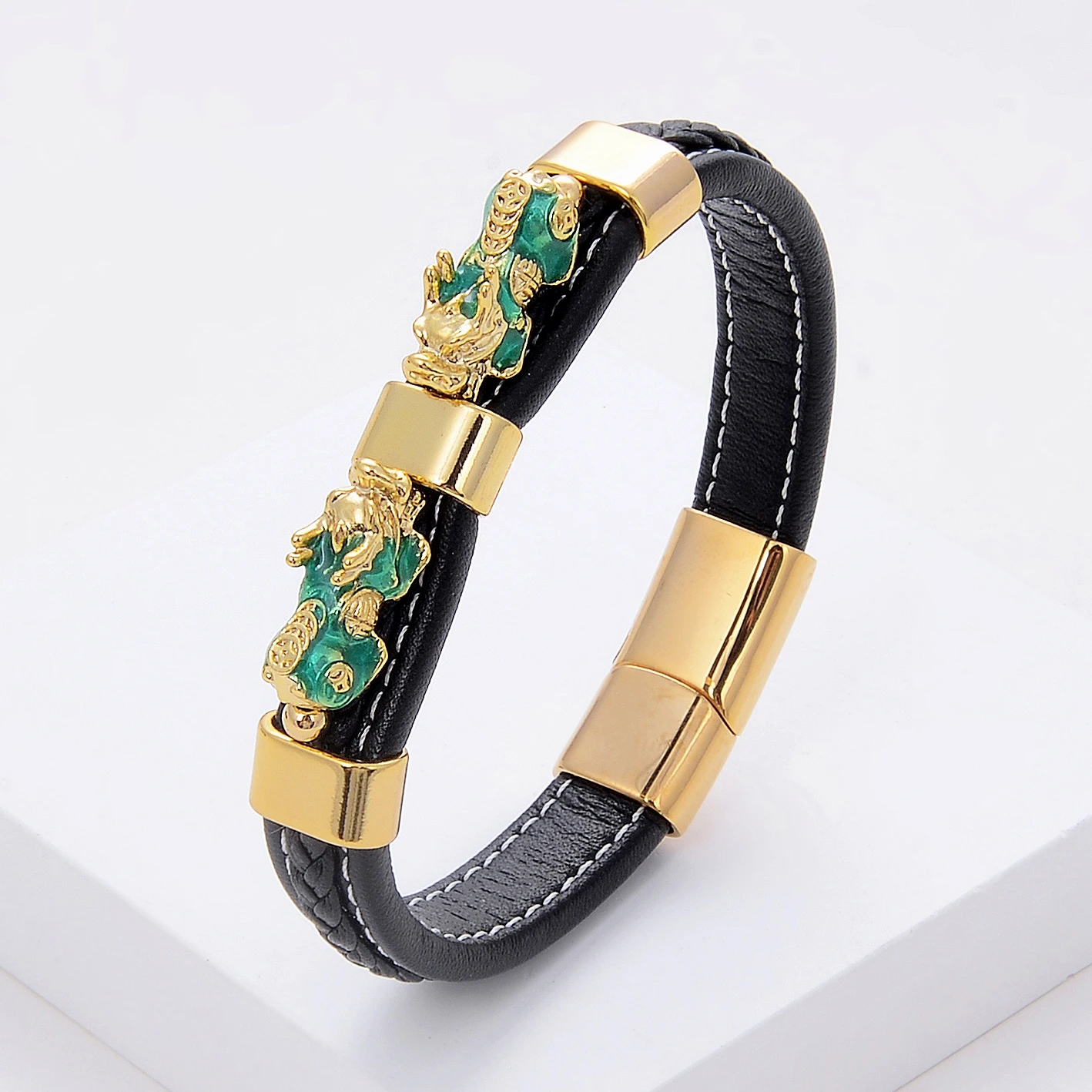 Men's Feng Shui Bracelet Charm Woven Leather Rope Chain Colorful PIXIU Guard Bracelet For Health Wealth And Luck Jewelry