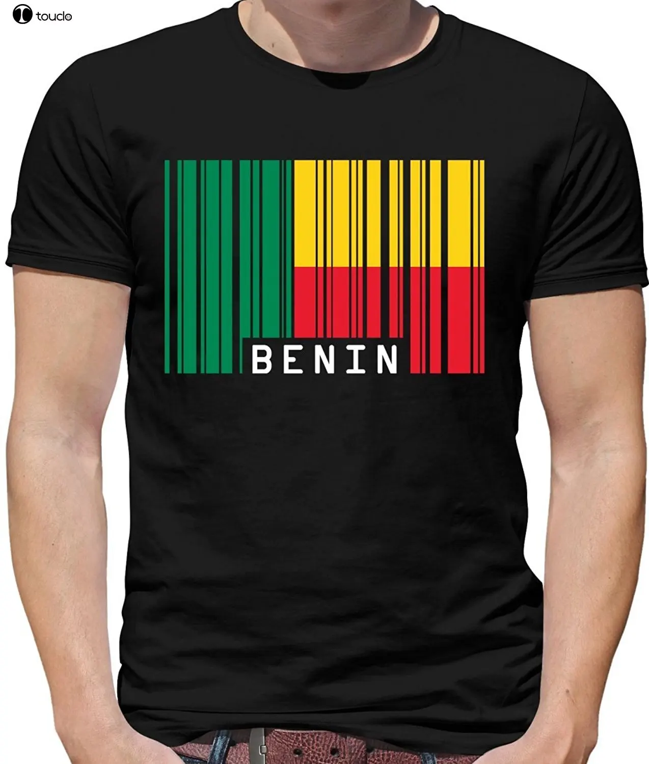 2019 Hip Hop T Shirt Cotton Short Sleeve T Shirt 2019 Benin Barcode Style Flag - Mens Crewneckcustom Printed T