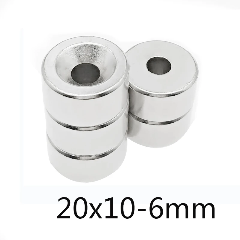 5/10/20pcs 20*10-6mm  Cylinder Rare Earth Countersunk Magnet 20x10 mm Hole 6mm Round Neodymium Magnetic Magnets N35