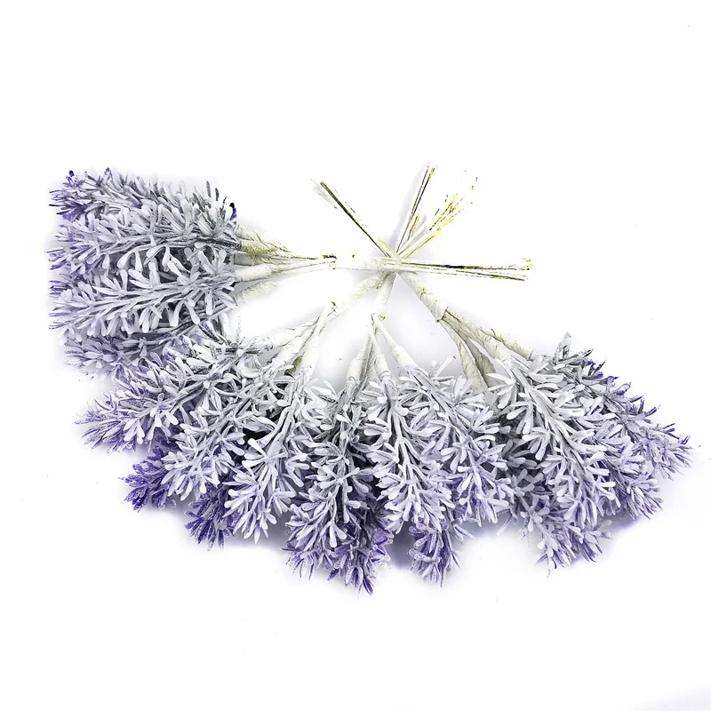 6/30Pcs/lot Mini Plastic Lavender for Wedding Christmas Home Decoration Artificial Flowers DIY Handcraft Gift Fake Flowers