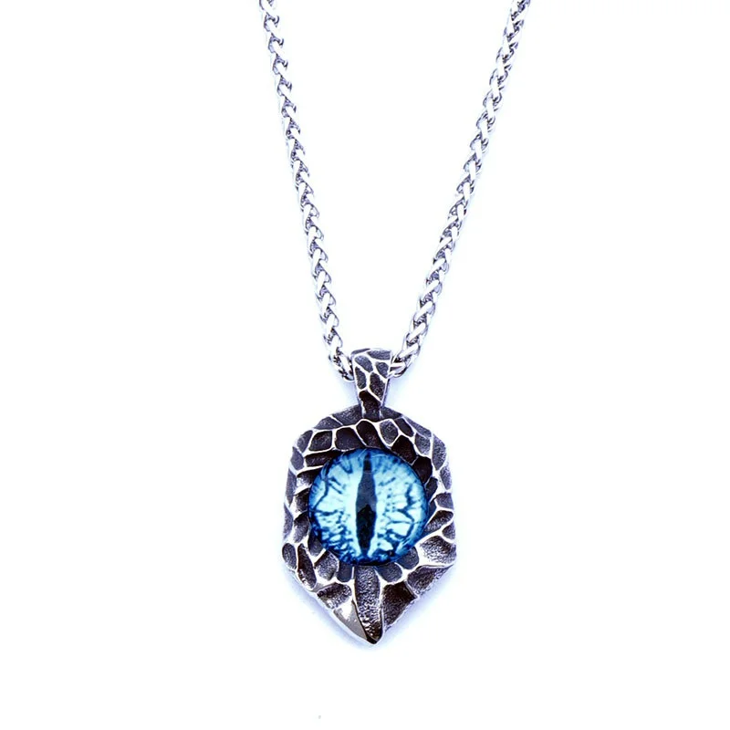 New Trendy Red Eye Stone Inlaid Pendant Necklace Men's Necklace Fashion Retro Metal Accessories Party Jewelry