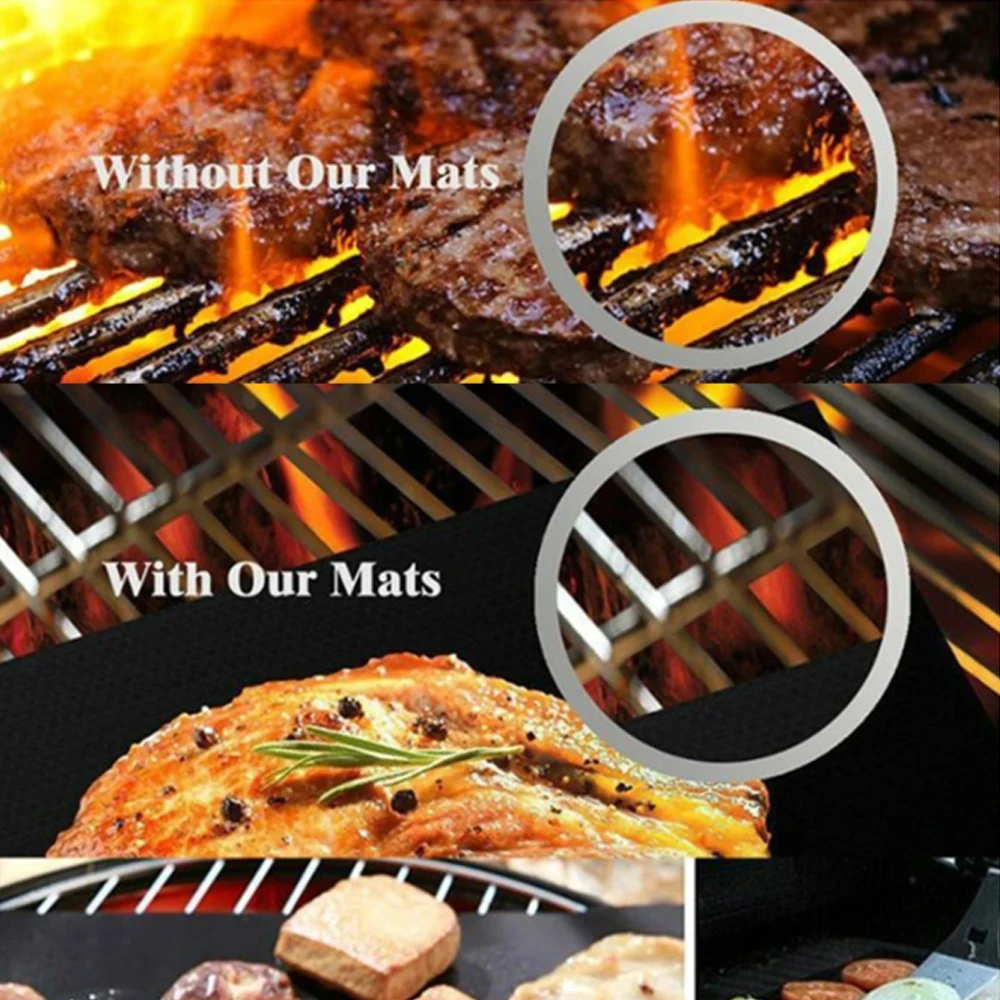 2 pz BBQ Grill Zerbino Barbecue cottura all'aperto Pad antiaderente Piatto di cottura riutilizzabile 40 * 33 cm Per il partito PTFE Grill Zerbino Strumenti Nuovo