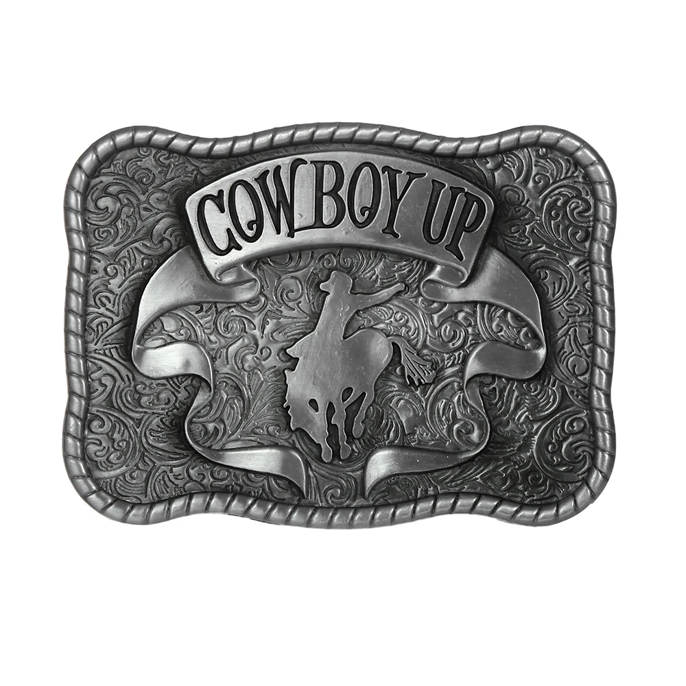 

Western cowboy zinc alloy horseback retro flower men and women belt buckle