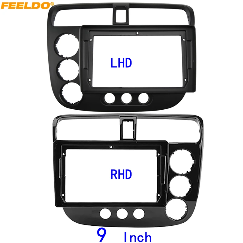 

Автомобильная аудиосистема FEELDO, 9-дюймовая рамка для большого экрана, адаптер для Honda Civic 2002-2005, 2DIN, комплект рамы для панели приборной панели # HQ6745