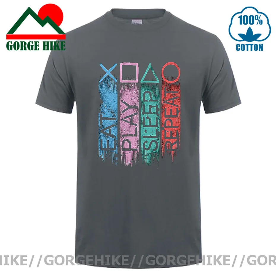 Gorgehike Vintage Eat Play Sleep Repeat T shirt women men Funny PS4 PS5 Play Station Gamer T-shirts Retro Video Gaming Tee shirt