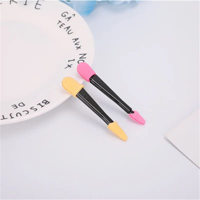 6pcs\bag Portable Eye Shadow Stick Latex Double Head Black Long Handle Eyeshadow Applicator Sponge Eye Shadow  Supplies T0626