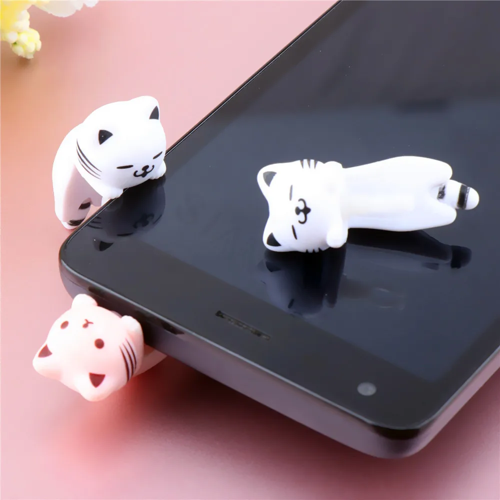 Cute Cat Earphone Jack Dust Plug AUX Interface Dust Protection Cap Universal 3.5mm Phone Plug Cellphone Accessories For iPhone