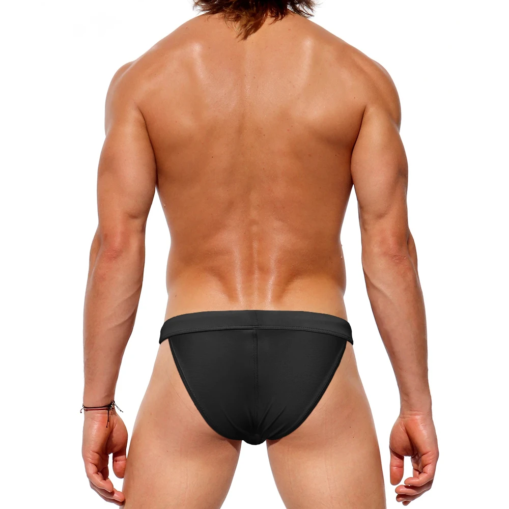 Sexy Side Hollow Out Mens Bikini G String Swimwear Nylon Quick Dry SwimThong Male Solid Pad Push Up Beach Surfing Bathing Suit