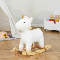 HOMCOM Unicorn rocking horse for children + 3 years old with wheels sounds