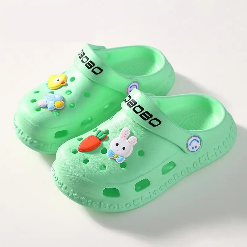 1-5y Kids Mules & Clogs Summer Boy Girl Sandals Flat With Cartoon Baby Beach Breathable Slippers Children Garden Shoes H15