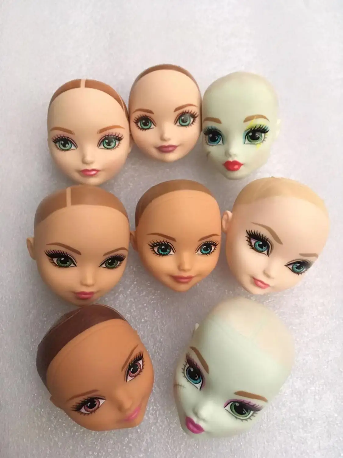 Monstering High Doll Bald Head Green Blue Brown White Skin Heads Original Doll Accessories Crazy Hat Dragon Lady Queens Head Toy