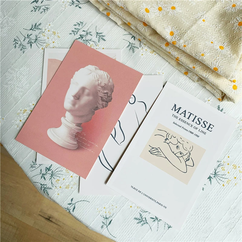 Pink Simple Art Illustration Cards Writable Postcard Background Small Poster Creative Decorative Wall Sticker Gift Stationery