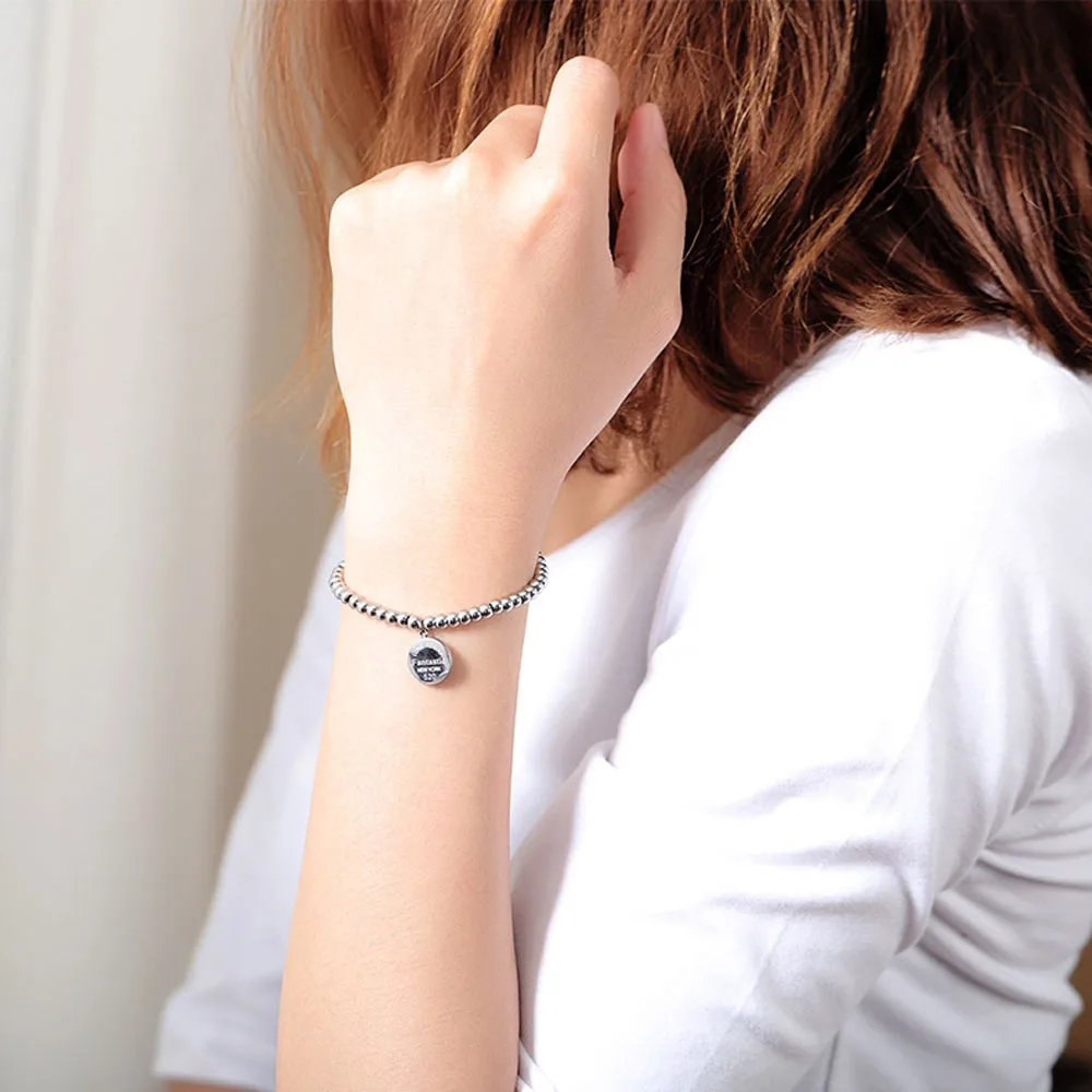 Fashion Beaded Bracelets Stainless Steel Forever Love  Charm Bracelet for Women Girl Jewelry Gift