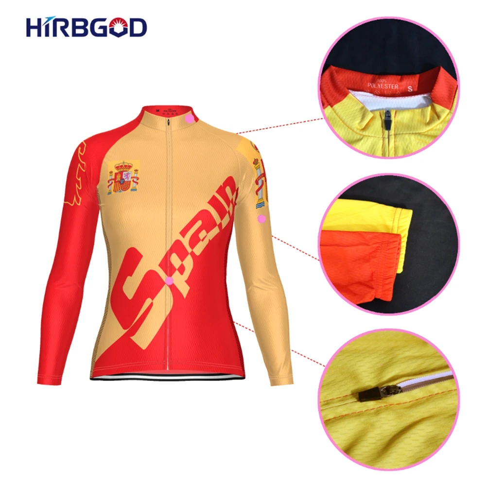 Women's Cycling Jersey for Spain MTB Long Sleeves Team Racing Short  Cycling Bib Clothing Bicycle Shirt Roupa Ciclismo Feminina