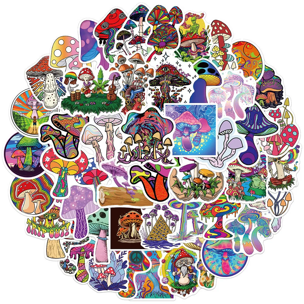 10/30/50PCS Psychedelic Aesthetics Mushroom Stickers Decal Car Guitar Motorcycle Luggage Suitcase Cartoon Graffiti Sticker Toy