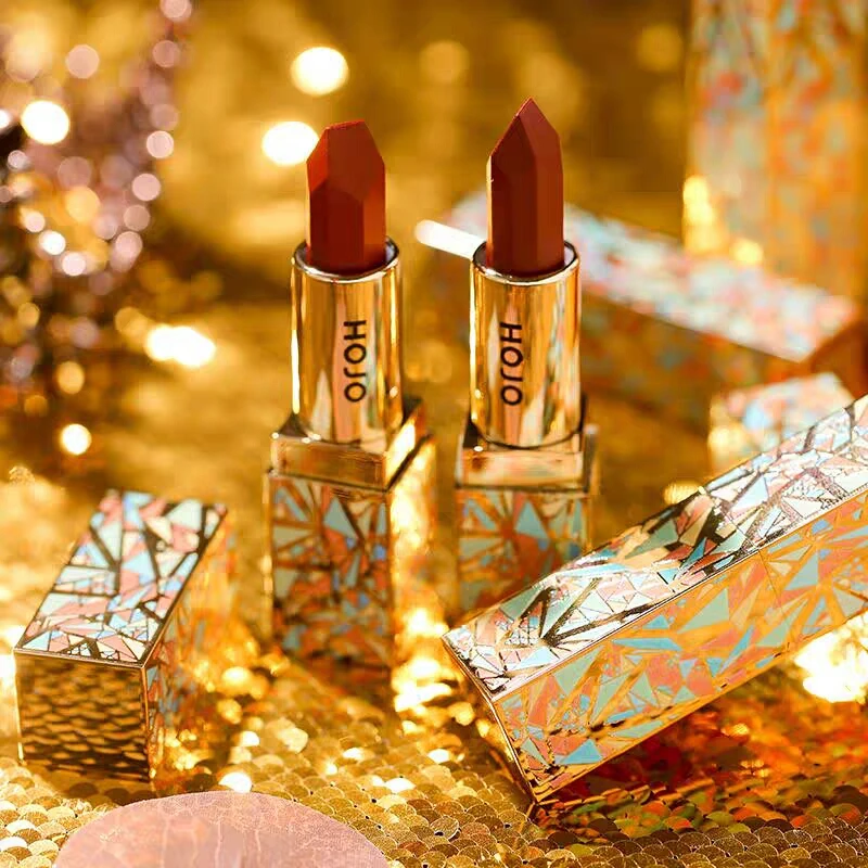 HOJO Red Velvet Lipstick Matte 6 Colors Gold Fashion Design Moisturize Long Lasting Waterproof Makeup Cosmetics