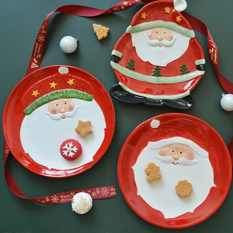 

Plate 10inch Ceramic Christmas Decoration Cake Tray Santa Claus Christmas Tree Plates Assiettes De Table 접시 Platos Cerámica