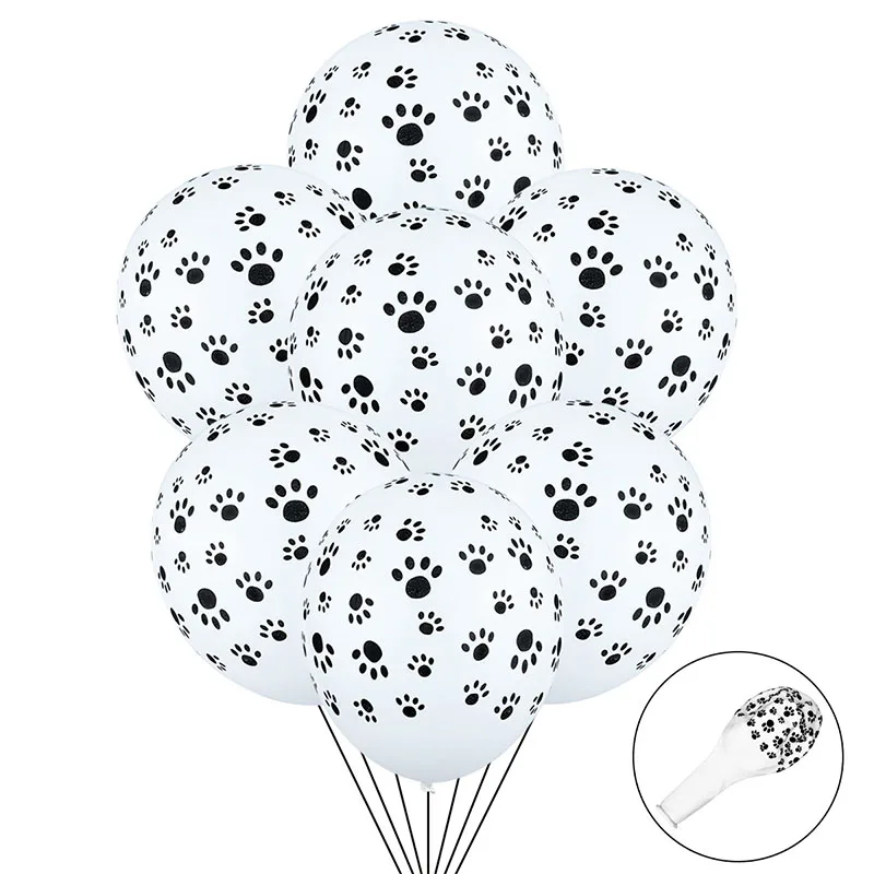 100pcs Pets Dog Paw Pattern Latex Balloons White Black Helium Balloon Animal Theme Birthday Party Decoration Kids Toys Globos