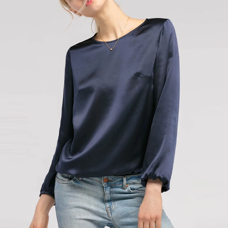 2022 New Spring Autumn Satin Woman Tshirts Vintage Long Sleeve Harajuku Shirts For Women Sexy Tops  Female Clothing