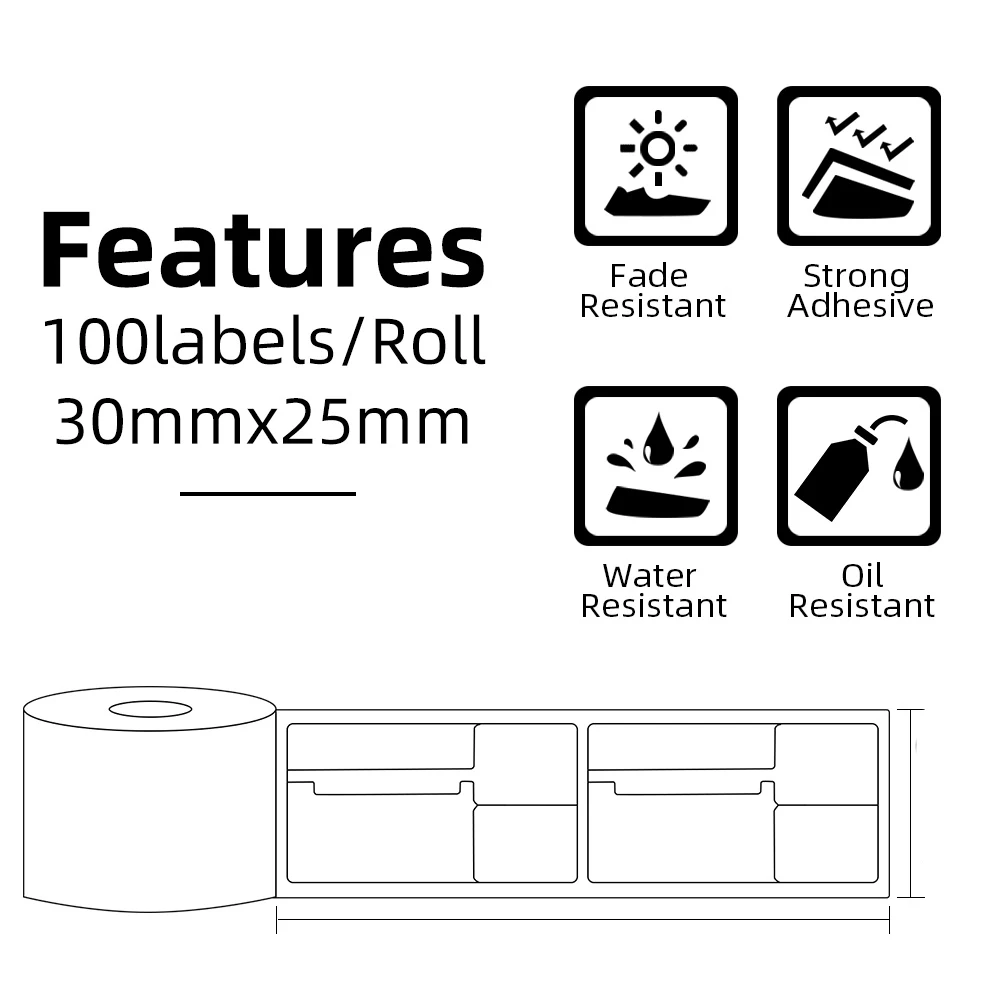 Schmuck Tag Preis Aufkleber Adhesive F form Label Papier für Phomemo M110/M200 Drucker Thermische Papier Rollen 30*25 + 45mm 100 stücke Label