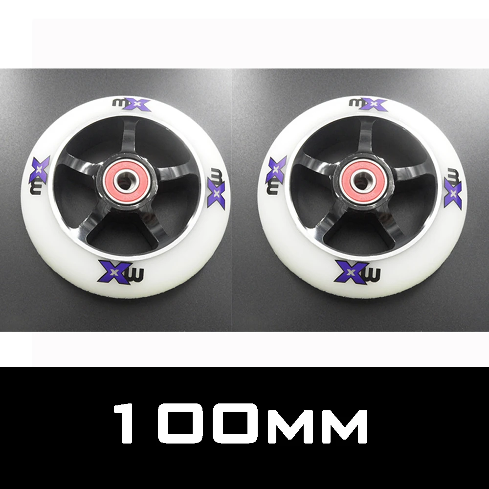 عجلة سرعة 100 مللي متر الأصلية 100 عجلات تزلج مضمنة 100 عجلات أخضر وأسود إطارات سكوتر للتزلج على الجليد 608 تحمل