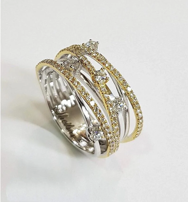14K 3 Colors Gold Diamond Ring for Women Topaz 1 Carat Gemstone Bizuteria  Anillos Silver 925 Jewelry Engagement Diamond Rings