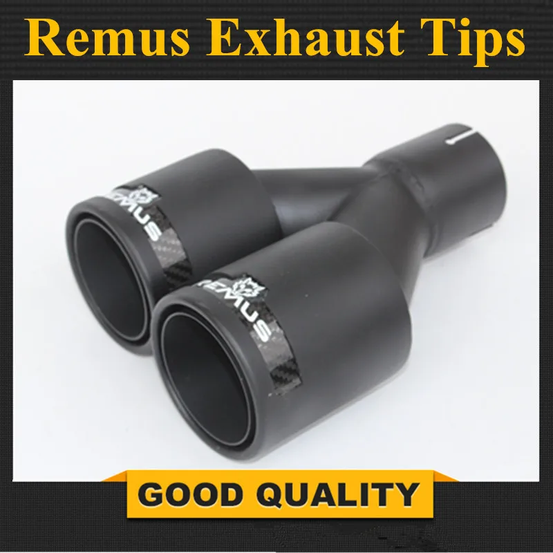 

1PCS Dual REMUS carbon fiber + Stainless Steel exhaust tip exhaust pipe muffler Matt Black Exhaust Tip