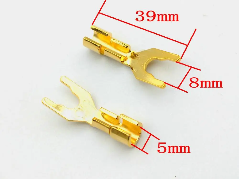 Copper Speaker Cable Spade Connector Terminal Plug Gold plated adapter