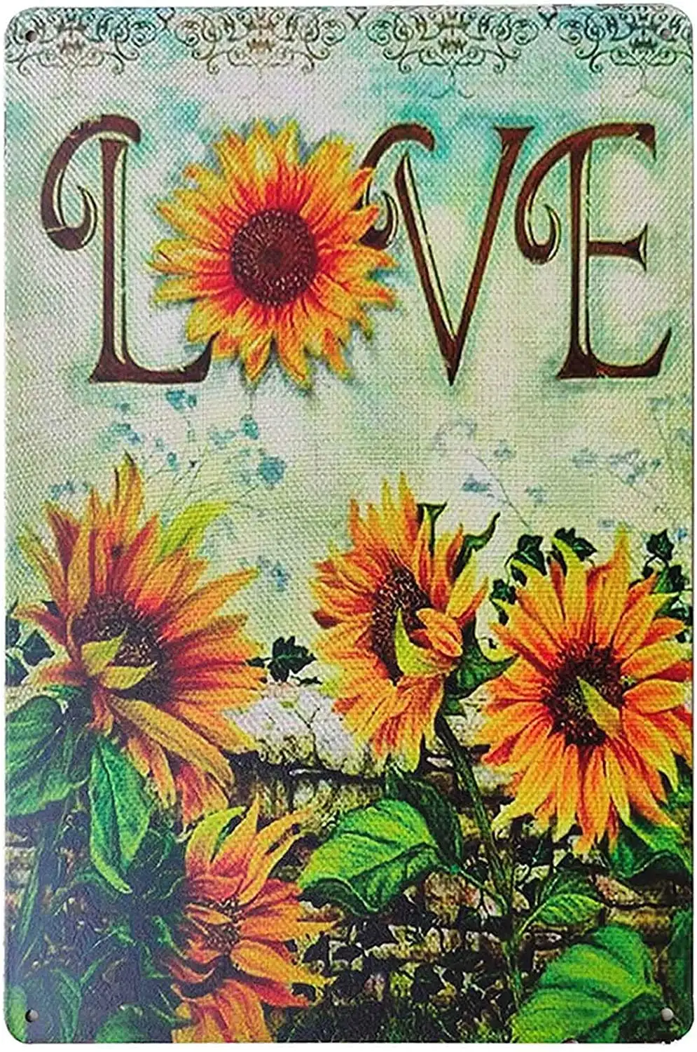 

Love Rustic Sunflower Flower Retro Vintage Farmhouse Wall Art Laundry Room Decor, Kitchen, Living Room, Bathroom & Bedroom