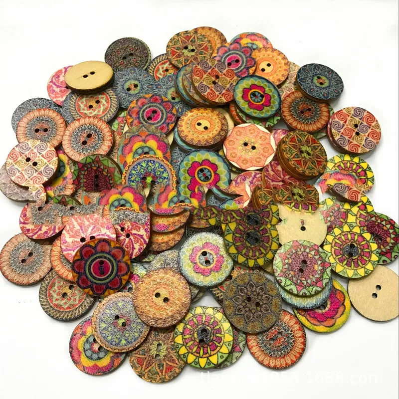 400PCS 2 Hole 15/20mm 25mm Wooden Buttons Sewing Diy Crafts Scrapbooking Round Wood Button for Clothes Coat Handmade Accessories