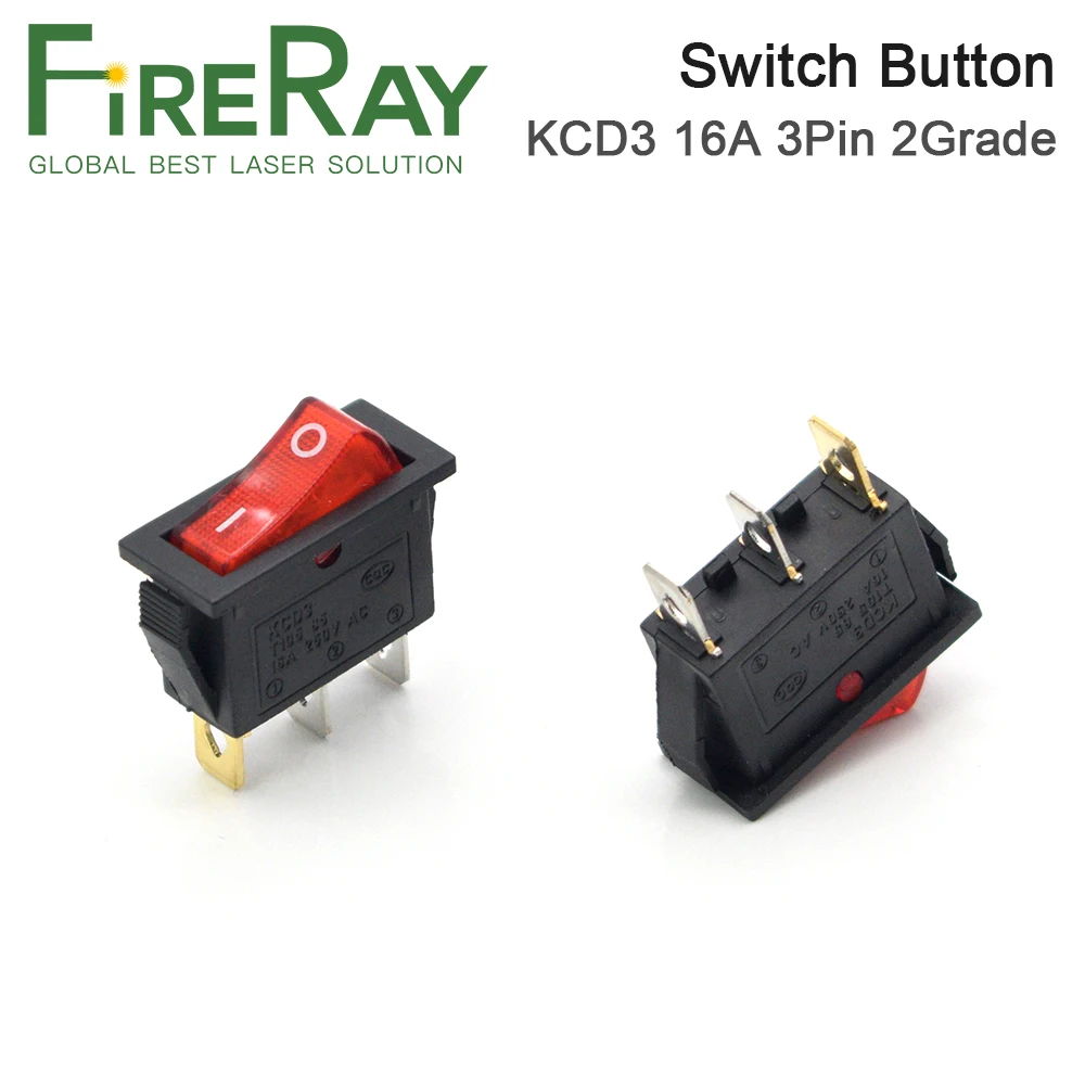 FireRay Công Tắc Nguồn Nút Đính Đá Công Tắc 250V Con 1 Co2 Laser Máy Phụ Kiện Điện Tử