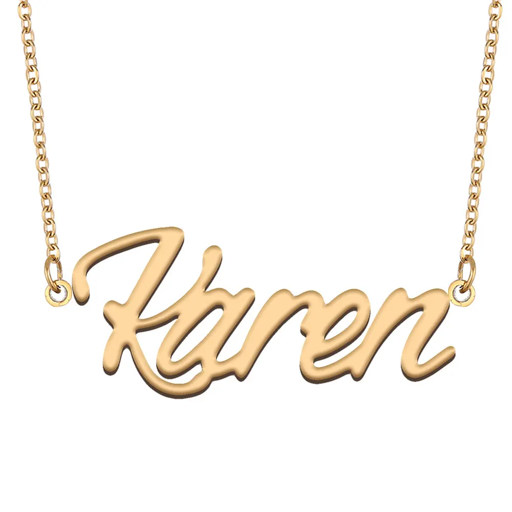 Karen Name Necklace Personalized for Women Stainless Steel Jewelry Dainty Nameplate Pendant Femme Mothers Girlfriend Gift