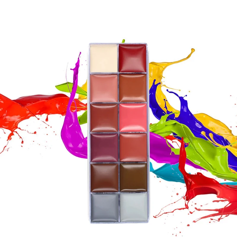 IMAGIC Halloween Face Body Paint Oil Painting Art Make Up Set Tools Party Fancy Dress 12 Flash Tattoo Color+6pcs Make Up