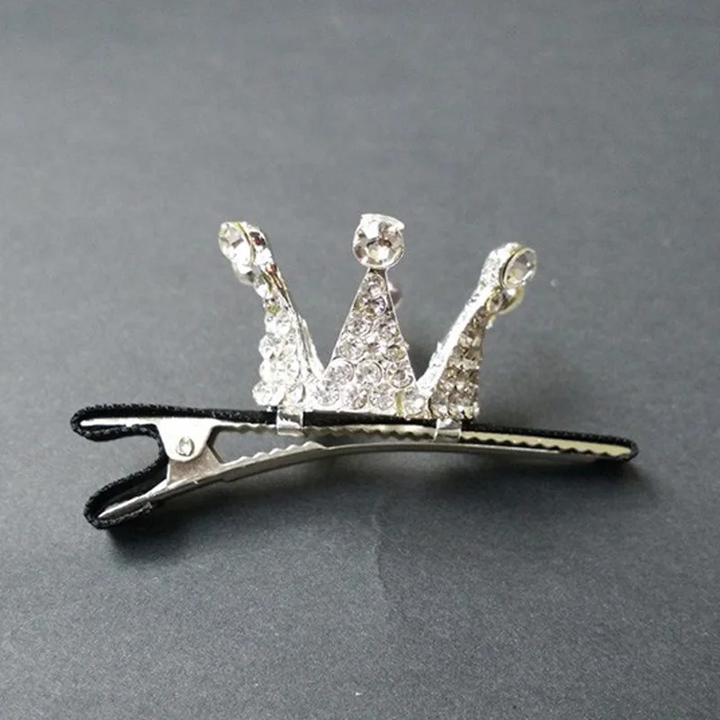 Silver Plated Crystal Crown Hairpins Trendy Bridal Hair Accessories for Women Rhinestone Mini Metal Hair Tiara Clips