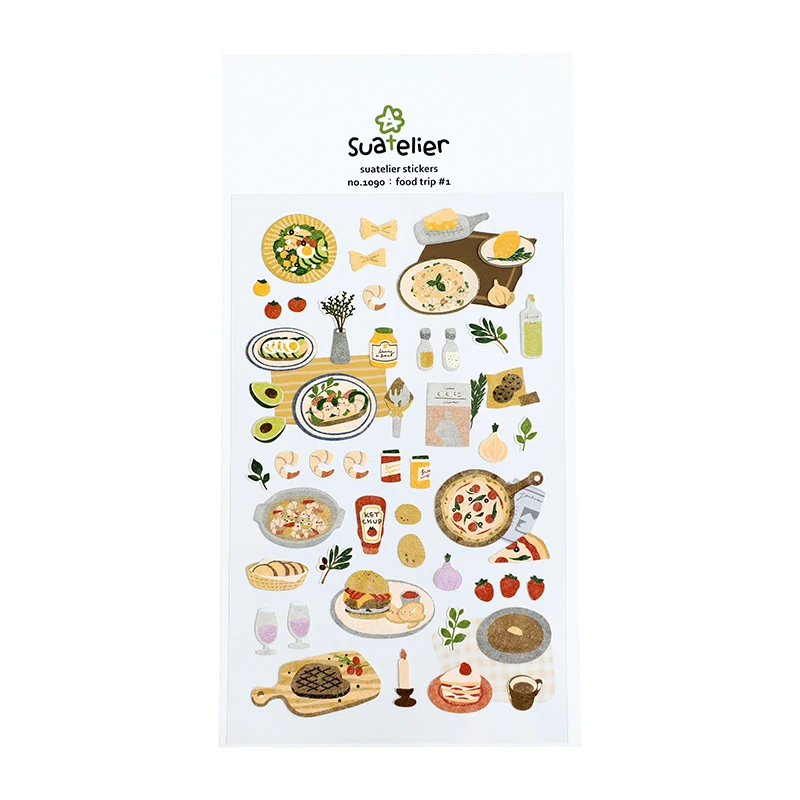 Suatelier Italy Food Trip naklejki do scrapbookingu Pizza Spaghetti wołowina dziennik Album dekoracyjne naklejki DIY artykuły rzemieślnicze