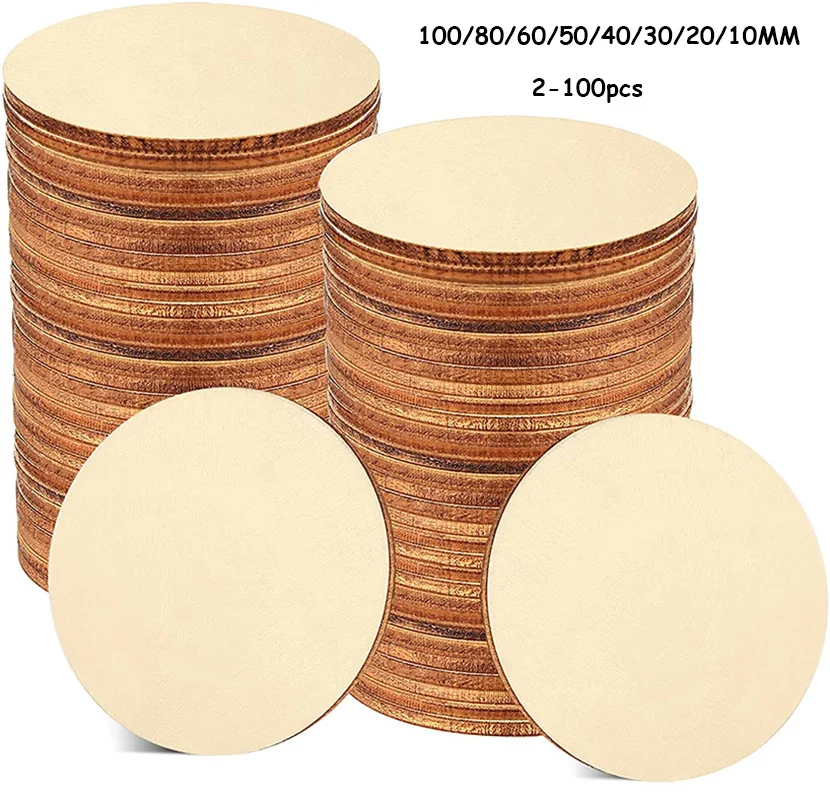 Natural Pine Round Wooden Pieces Slices Circles for Kids, DIY Painting Wood Chip, Wedding Household Decoration, Diameter 1-10cm