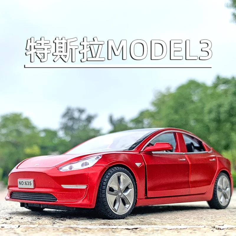 

1/32 Scale Tesla Model 3 Diecast Alloy Pull Back Car Collectable Toy Gifts for Children