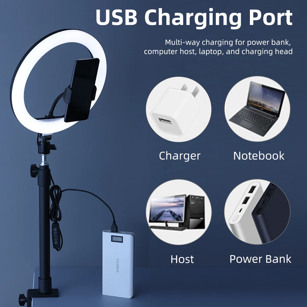 RGB Selfie Ring Light with tripod 6/8/10/13inch ringlight led lights lamp aro de luz para hacer for photo studio