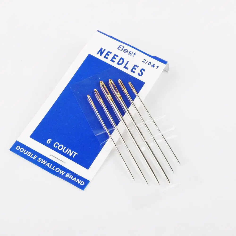 6pcs Multi-size Gold Color Tail Large Eye Sewing Needles Hand Sewing Needle Pins Set DIY Patches Hand Embroidery Sewing Tool